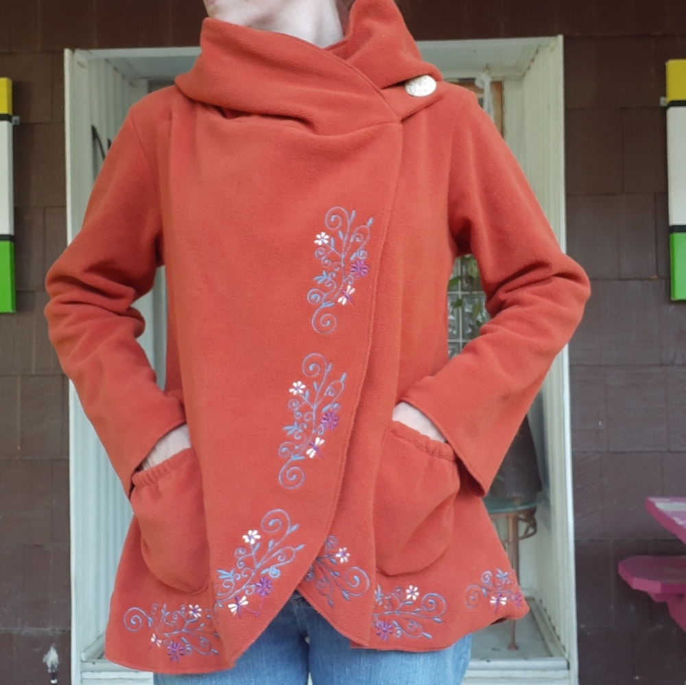 Flowering Vines Fleece Wrap Jacket